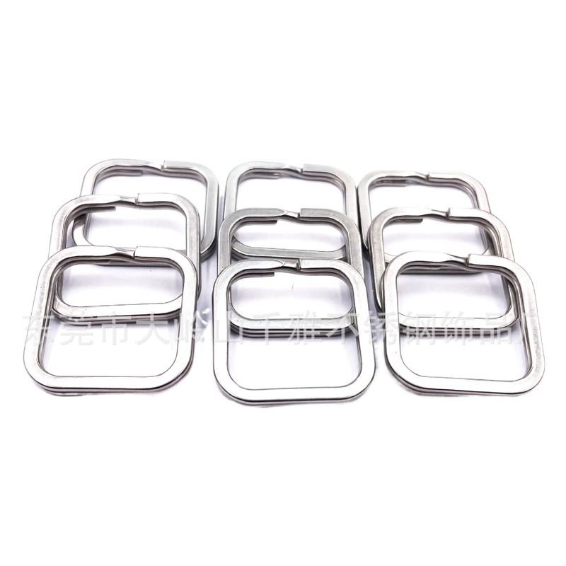 Square style stainless steel key ring Golden polished slide made of 304 stainless steel production