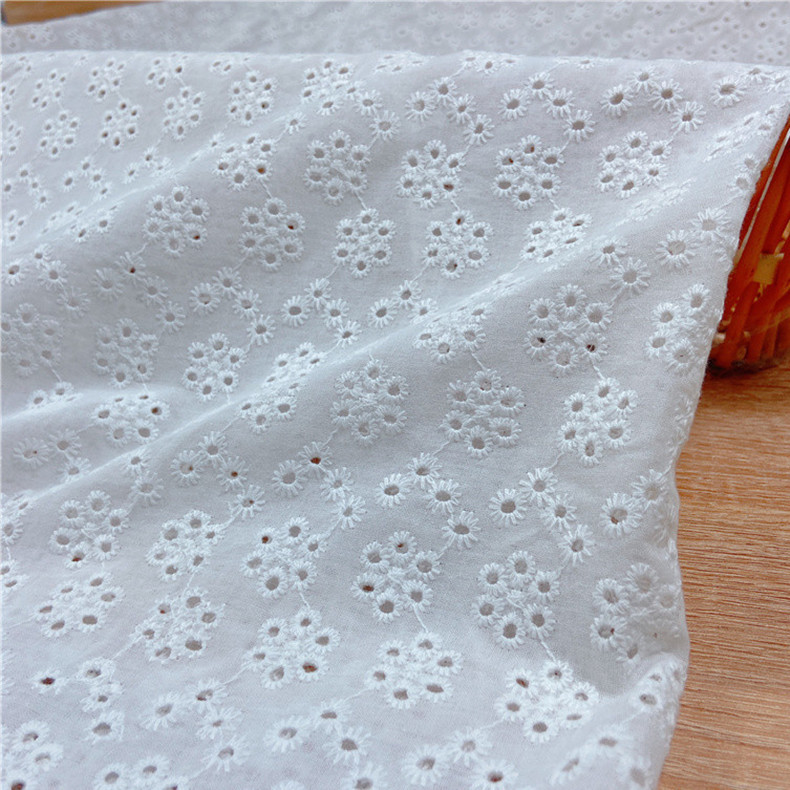 Water-soluble cotton hollow lace hollow embroidery fabric cotton thread computer large machine embroidery manufacturer shoes and hats clothing cloth