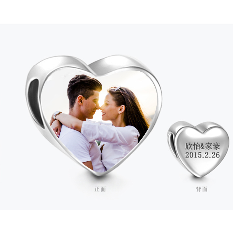 S925 Silver Women's Beaded Accessories DIY Photo Beads Creative Photo Silver Jewelry Explosions