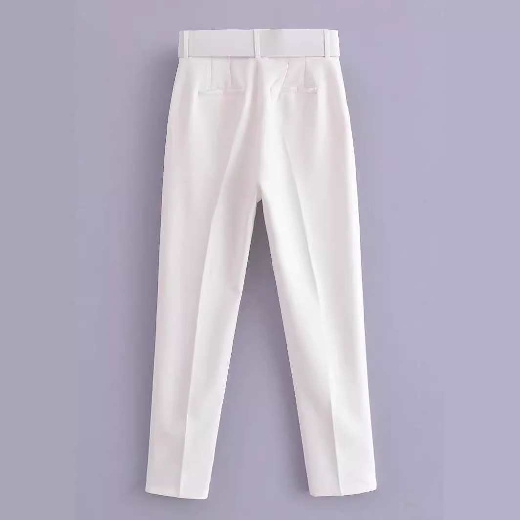Picture of New Pants European Size Belt with Suit suit Spring Pure White Women Cross-border Pants White Pants