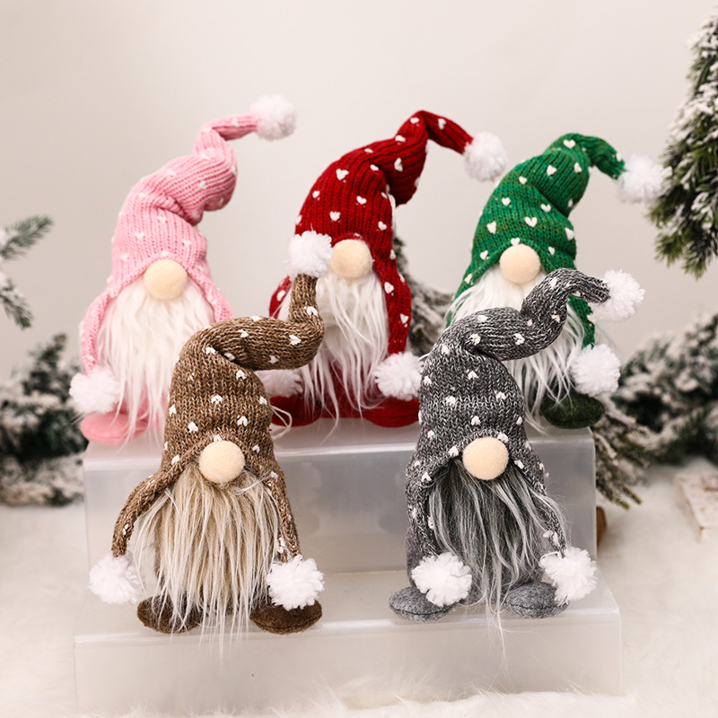 Cross-Border New Forester White Beard Faceless Doll Christmas Doll Forester Knitted Hat Sitting Doll Ornament