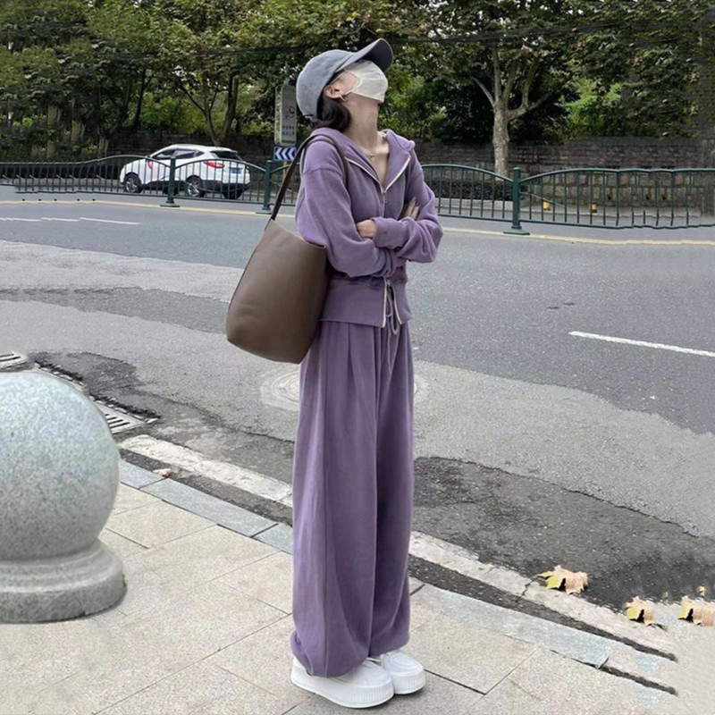 Sports suit women's clothing spring and autumn students Korean style loose slimming fashion small sweater casual two-piece running clothes