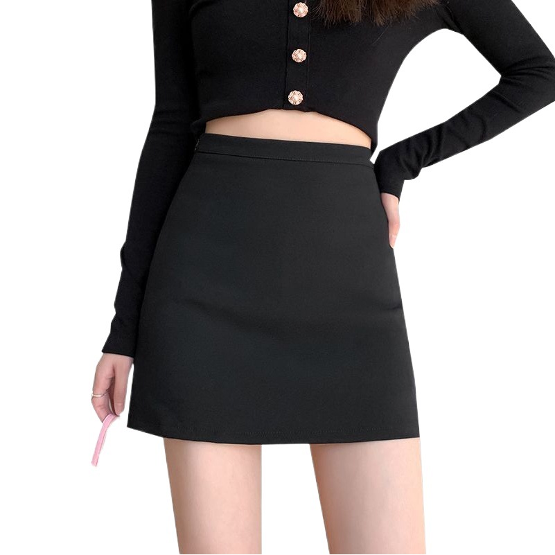 Simple A- line skirt high waist short skirt 2023 Autumn New slim fit hip skirt suit one-step skirt all-matching