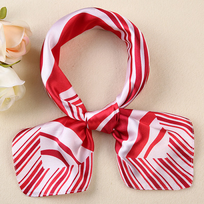 Picture of Small Square Scarf Korean Professional Silks and Satins Versatile Bank Stewardess Train Member Business Fashion Decorative Women's Scarf