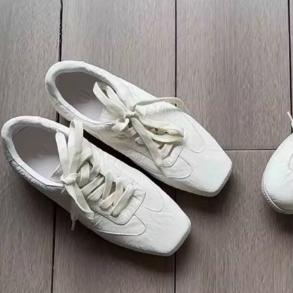 Forrest Gump White Shoes Moral Training Genuine Leather Four Seasons White Shoes Sheepskin Super Soft Flat Women's Single Shoes Lazy Ballet Shoes