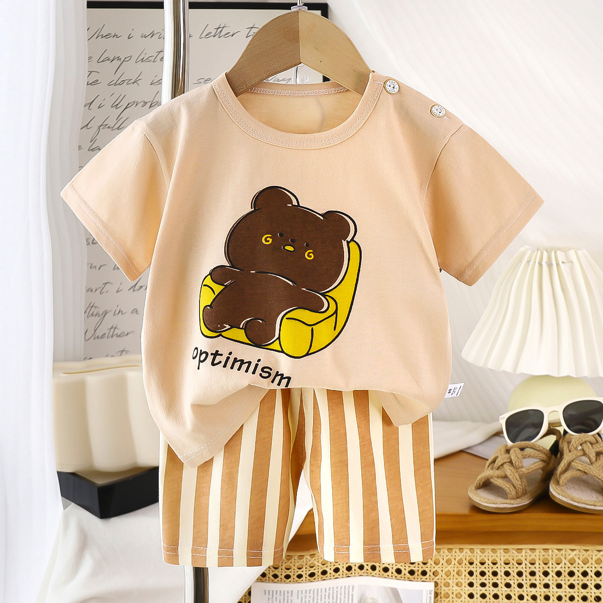 Picture of Children's Short-Sleeved Suit Pure Cotton Summer New Baby Boy Summer T-Shirt Girl Clothing Thin Kidsren's Clothing Carefully Selected