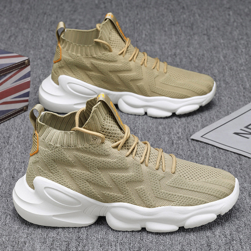 Men's Shoes Summer New Breathable Thin Fly Woven Mesh sneaker All-match Casual Torre Shoes Thick Sole Running Trendy Shoes
