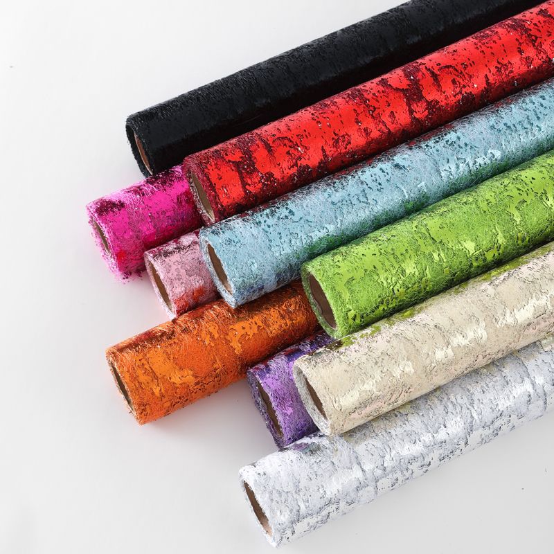 Flowers bouquet packaging lined with gilt hollow sequin mesh floral materials florist shop with diy materials
