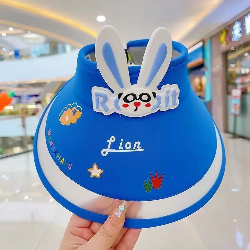 Picture of Children's empty top hat cute rabbit baby boys and girls summer outdoor large brim sunscreen cartoon breathable UV sun hat