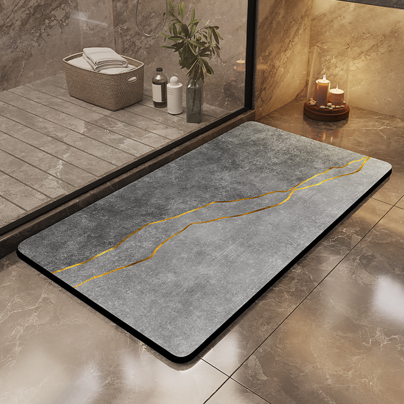 Cross-Border Diatom Mud Floor Mats, Simple Style, Quick-Drying, Absorbent Mats, Stain-Resistant Bathroom Floor Mats, Household Non-Slip Foot Mats