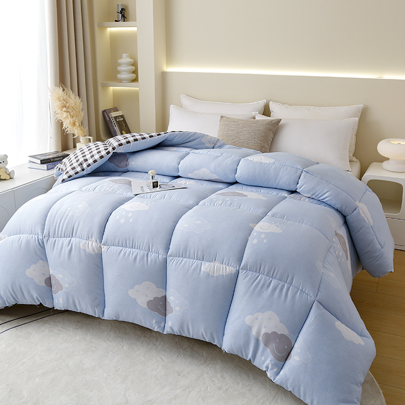 Picture of Factory wholesale thick warm winter quilt single student dormitory quilt double core bedding four seasons feather silk quilt