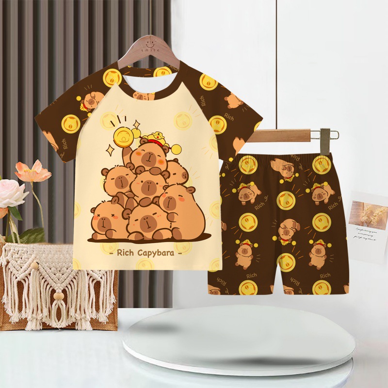 Picture of Wholesale Summer Children's Pajamas Cartoon Girls Short-Sleeved Shorts Thin Boys Casual Middle and Large Children's Suits Home Clothes