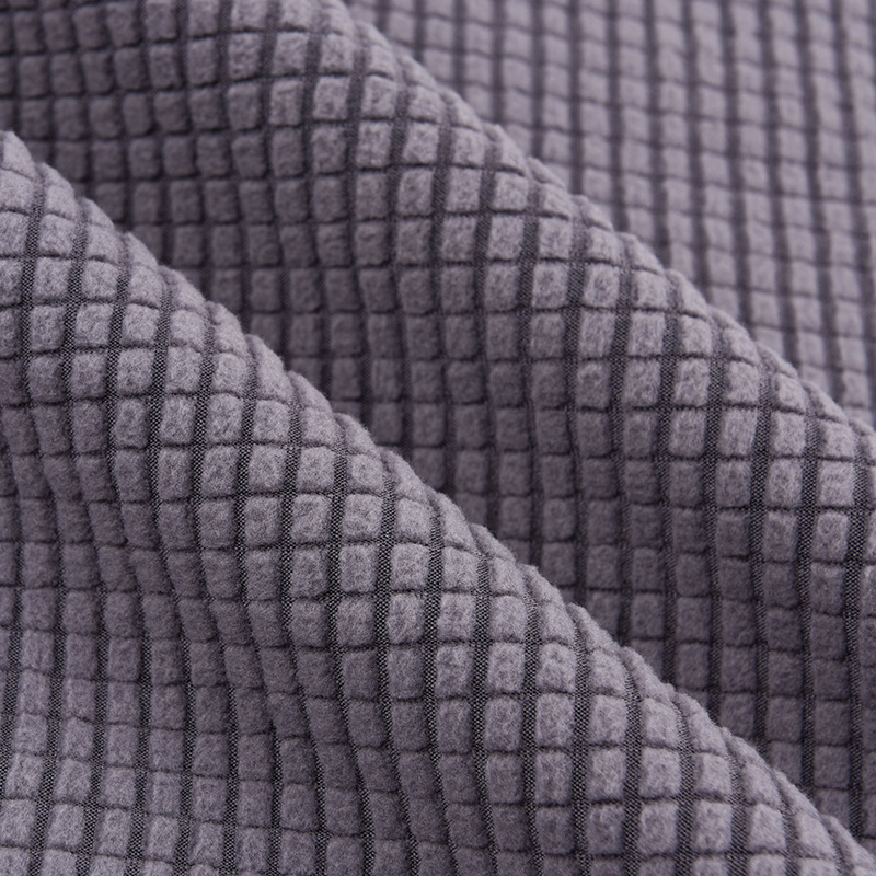 Picture of in stock pineapple plaid fleece sofa cover fabric wholesale waffle corn grain plaid jacquard flannel fabric