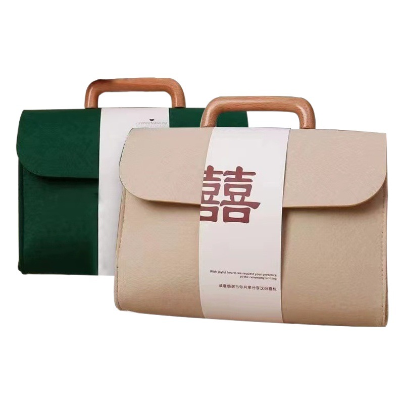 New Gold List Title Felt Bag Wooden Handle Tote Bag Wooden Handle Handbag Student Graduation Season Gift Bag with Logo