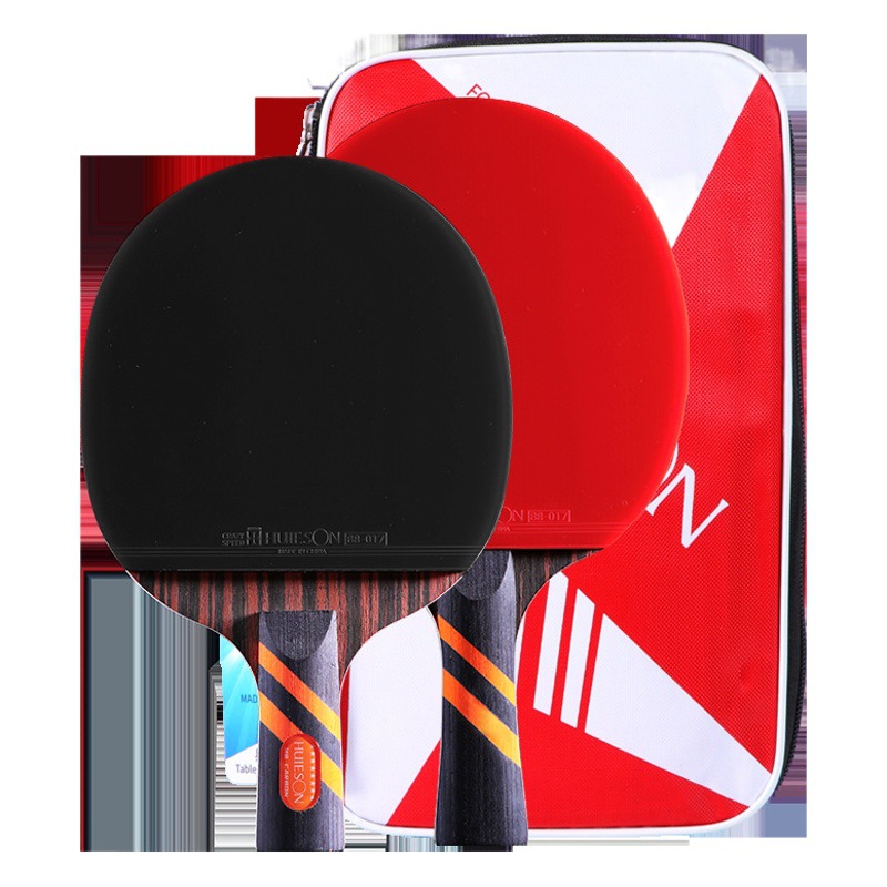 Picture of Huisheng M8 double pair of high elastic professional table tennis racket horizontal racket straight racket with racket set pure wood table tennis racket set