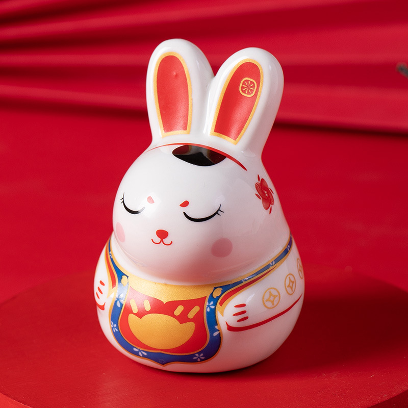 Rabbit decoration gift ceramic cute rabbit lucky rabbit decoration living room desktop car meeting gift decoration