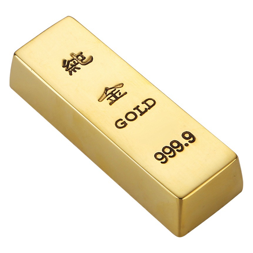 Pure brass simulation 999 solid bright gold bar for rice props gold ingot paperweight business opening gift gold nugget