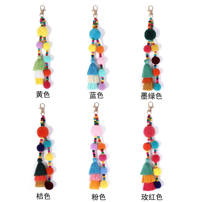 Customizable DIY Jewelry Accessories Colorfulful Fur Ball Tassel Bag Pendant Keychain Pendant Clothing Accessories Wholesale