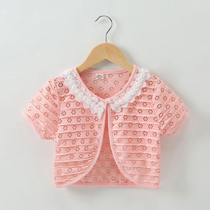 Picture of Girl's Small Shawl Coat Princess Thin Short-sleeved Baby's Air-conditioning Shirt Girl's Small Waistcoat Cardigan Skirt Small Outer Waistcoat