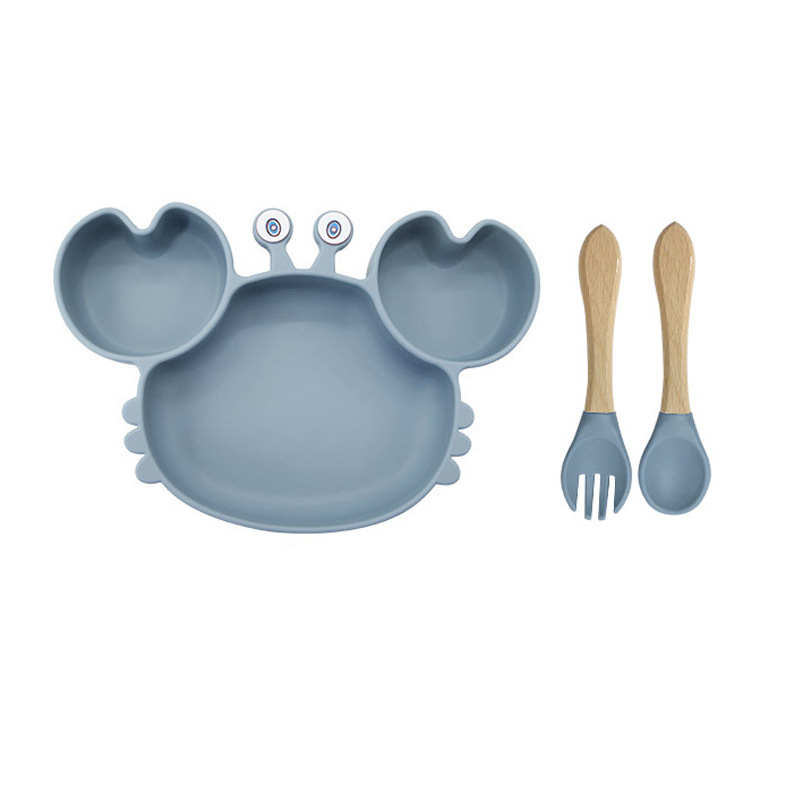 Picture of Baby silicone tableware crab plate suit food supplement bowl bib food grade tableware suit factory direct supply cross-border