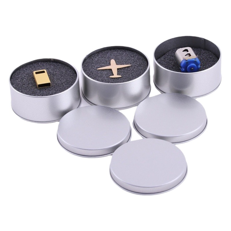 Tinplate Round U Disk Small Jar Crystal Bracelet Packaging Iron Box Silicone Anti-slip Bracelet Storage Iron Box