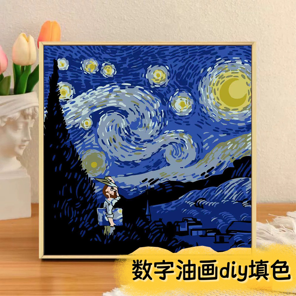 Picture of The child prodigy of Naohai diy digital oil painting manual coloring animation Ao C Naozha oil painting decorative painting