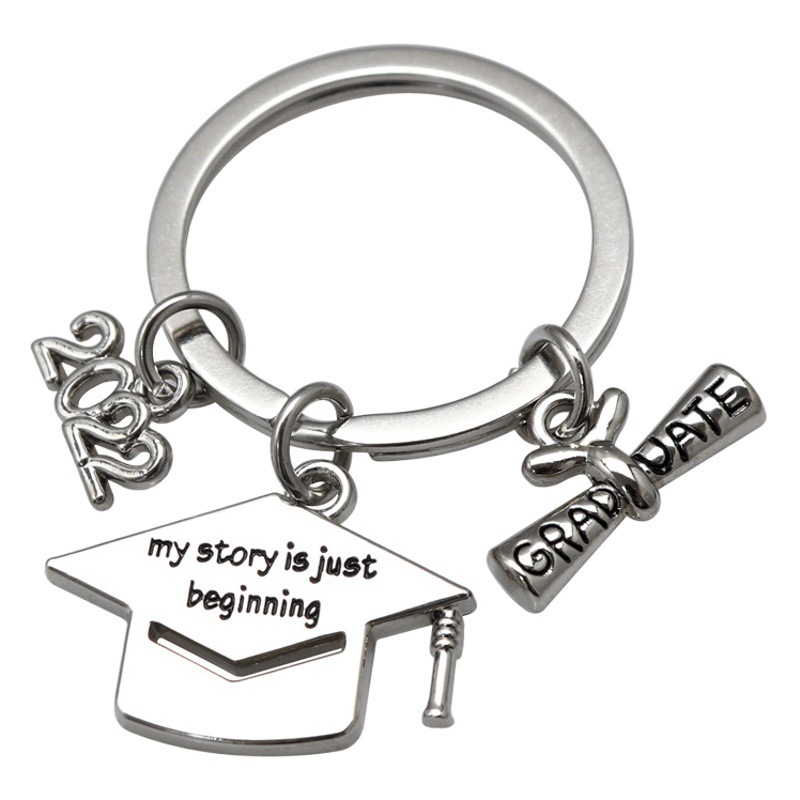 Creative Graduation Keychain Inspirational Text Keychain Small Gift Bachelor Cap Brush Keychain Schoolbag Pendant