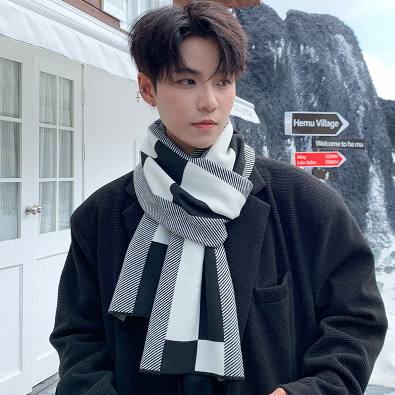 2024 Scarf Men's Winter Men's Knitting Trendy Men's Daily Gift High-end Boyfriend All-match Thick Scarf Winter Style