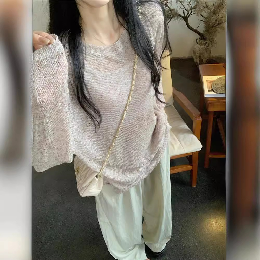 Jianmanni lazy sun protection blouse chic summer thin sun protection long sleeve T-shirt women's loose casual slimming