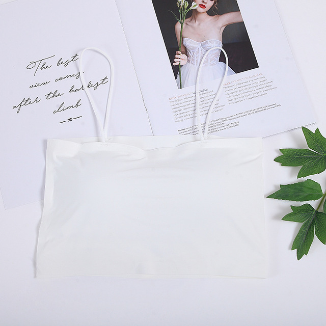 Picture of Ice Silk One-word Wrap Chest Anti-slip Underwear Girls Sexy Strapless Bottoming Sling Small Vest Women's Inner Wear Thin