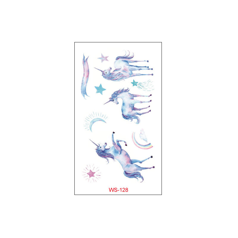 Picture of Unicorn Tattoo Sticker Original Children's Cute Cartoon Doll Birthday Rainbow Little Pegasus Waterproof Temporary Sticker