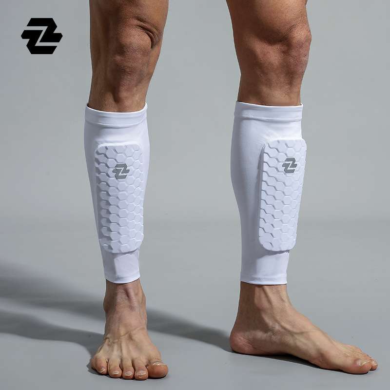 Outdoor Sports Honeycomb Calf Soccer Leg Sleeve Professional Long Tube Compression Anti-collision Anti-slip Nylon Leg Socks