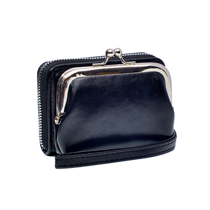 Picture of Ready Supply Factory Cross-Border Supply Women's Buckle Coin Purse 4inch Zipper Clip Bag Clutch Bag Retro Bag