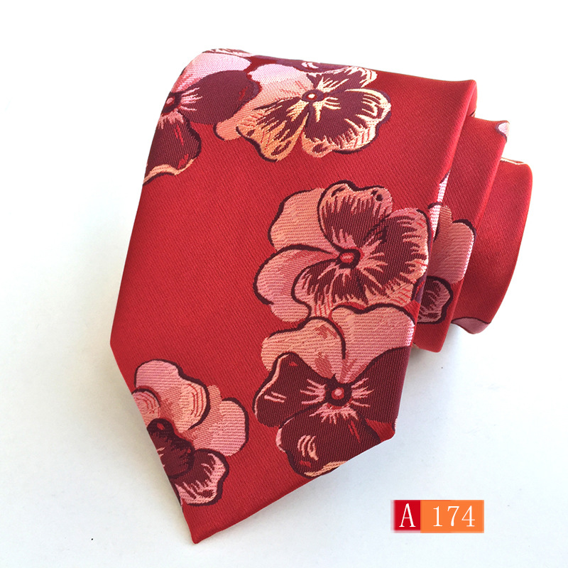 Picture of Source manufacturers polyester jacquard material men's tie big flower spike fashion tie in stock wholesale