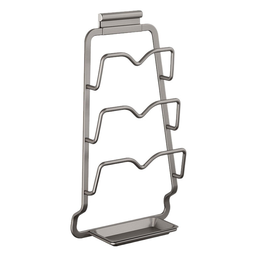 Pot Cover Rack Wall-mounted Non-perforated Kitchen Storage Rack Multi-functional Household Storage Artifact Placer Chopping Board Rack