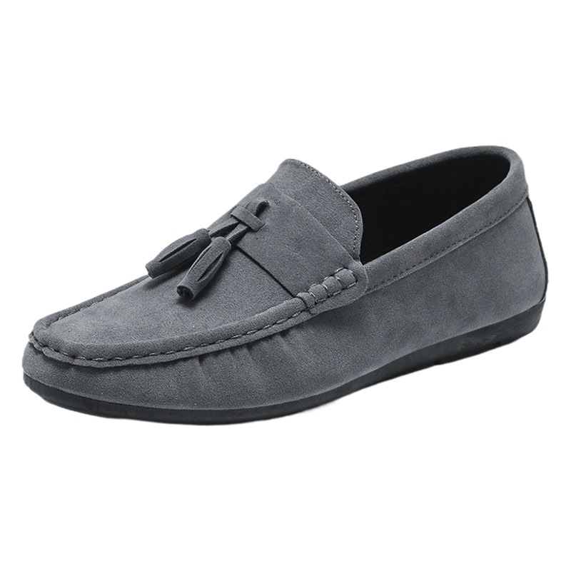 Doudou Shoes Men's Spring 2024 New Trbottomy Men's Shoes Slip-On Casual Leather Shoes Tassel Soft Sole Driving Shoes for Men