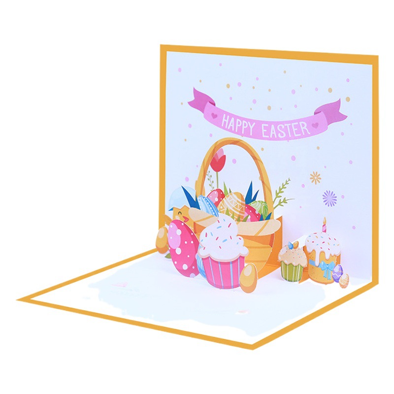 Manufacturers supply new creative Easter greeting cards cross-border 3D three-dimensional pop-up holiday blessing cards paper carvings