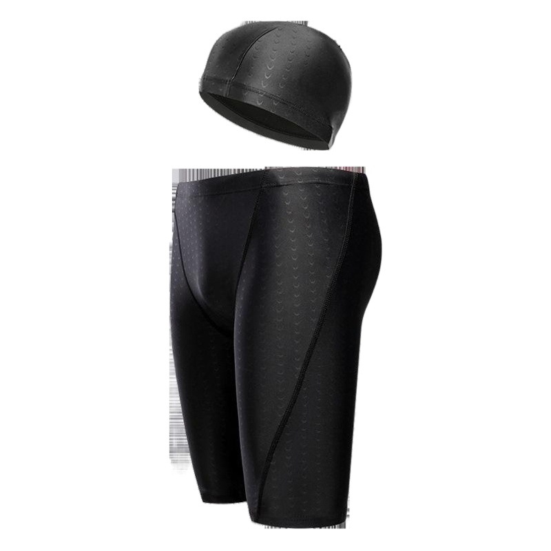 Waterproof Sharkskin Five-Point Swimming Trunks Men's Swimming Trunks Set 2025 New Pure Color Swimming Trunks Men's Spot Wholesale