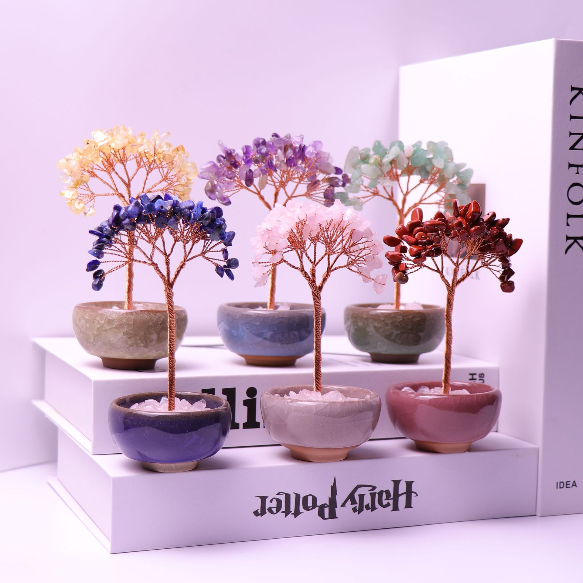 Picture of Cross-border Hot Sale Tea Cup Natural Crystal Tree Ornaments Desktop Ornaments Lucky Crystal Tree Potted Crystal Tree Desktop Ornaments