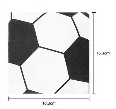 Picture of World Cup Football Party Tableware Set Black and White Football Party Supplies Flag-pulling Tablecloth Paper Plate Tableware Set