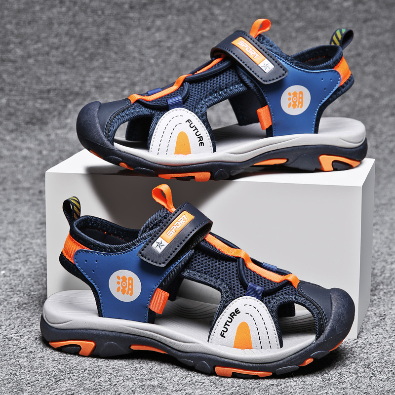Boys' Toe Sandals 2025 Summer New Non-Slip Soft Bottom Casual Mid-Big Kids Beach Shoes Anti-Collision Girls' Sandals