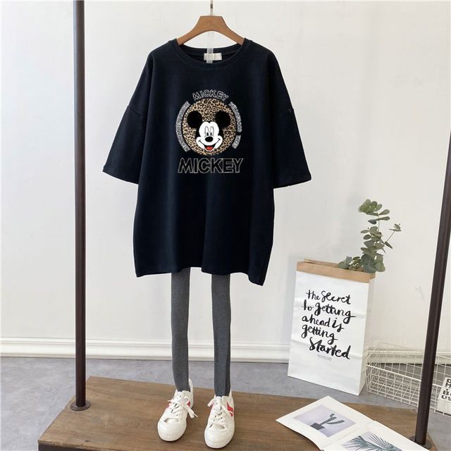 Picture of Pregnant Women's Summer Top T-shirt Mid-length Pure Cotton Short-sleeved Pregnant Women's T-shirt Loose plus size Korean Fashionable Base Shirt for Summer