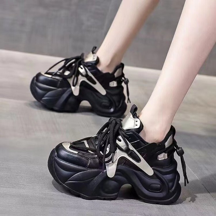 Inner Height Leather Torre Shoes Women's 2024 New Summer Explosions Casual Shoes Thick Bottom Small European Women's Shoes
