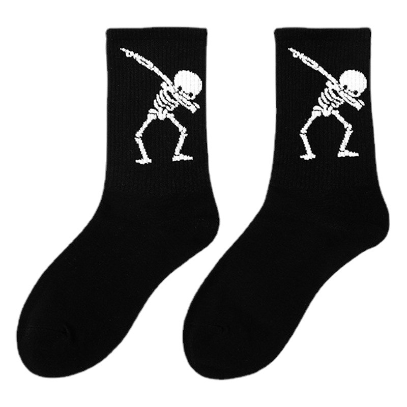 Cross-Border Amazon Autumn and Winter Skull Socks Astronaut Men's Socks Geometric Women's Socks Halloween Mid-Calf Socks Ins Style