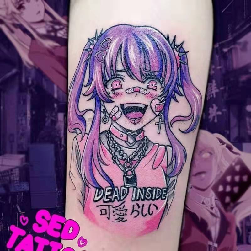 Picture of Diablo Tattoo Sticker Women's Waterproof Lasting European and American Violence Lori ins Cute Cartoon Flower Arm Non-Reflective Anti-Han