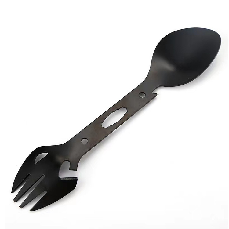 Picture of Outdoor Stainless Steel Multifunctional Fork and Spoon Tableware Combination Bottle Opener Fish Fork Camping Survival Equipment Amazon Hot Sale