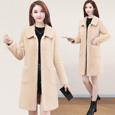 Imitation lamb velvet long coat women's 2022 winter new mother Korean plus size foreign style women's coat