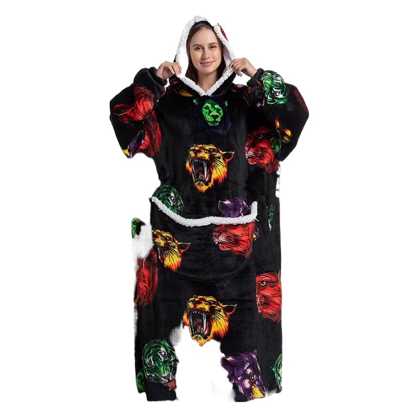 Lazy Blanket, Cashmere Pullover, Flannel Avocado Hooded Outdoor Warm Home Clothes That Can Be Worn Outside with Starry Sky Pattern