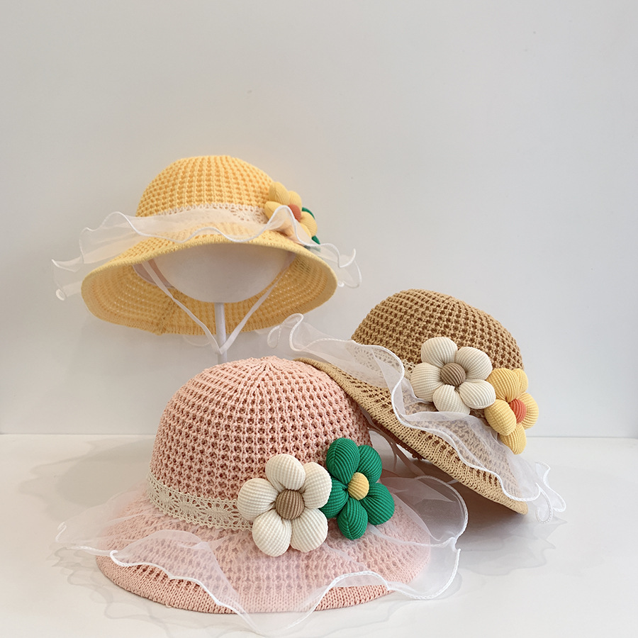 Two big flower shaping children's sun hat Summer Girl sun hat summer outdoor travel baby girl straw hat