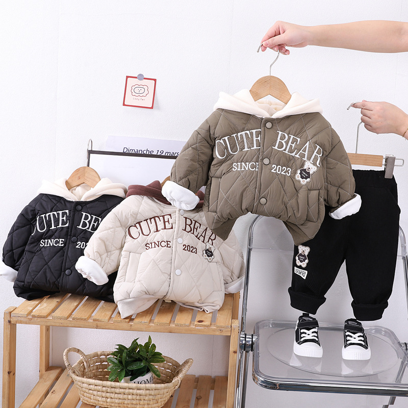 Autumn and winter cotton padded suit cute new baby winter two-piece suit for men and women autumn and winter new winter children's suit